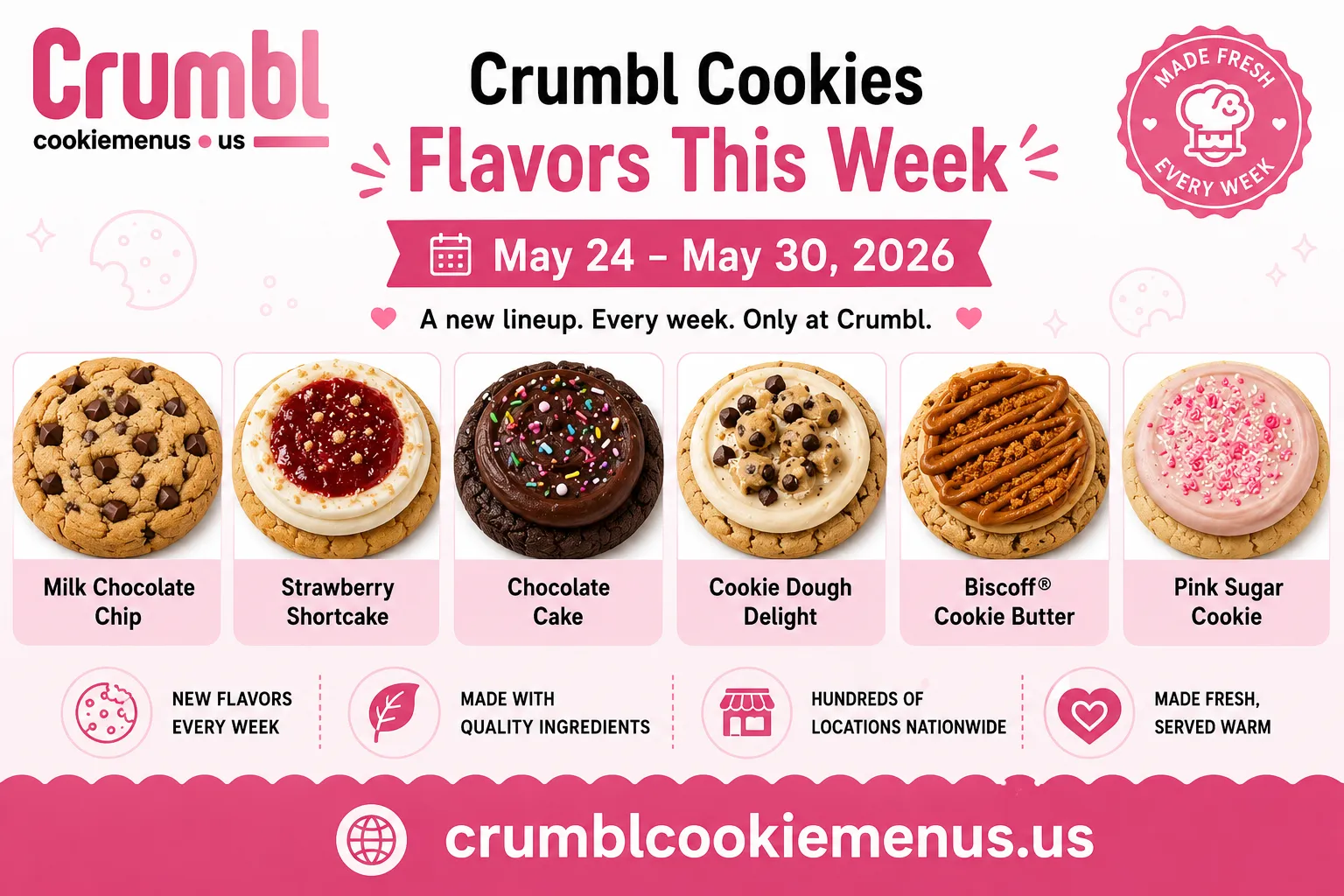 Crumbl Cookies Flavors This Week May 24 - 30 May, 2026
