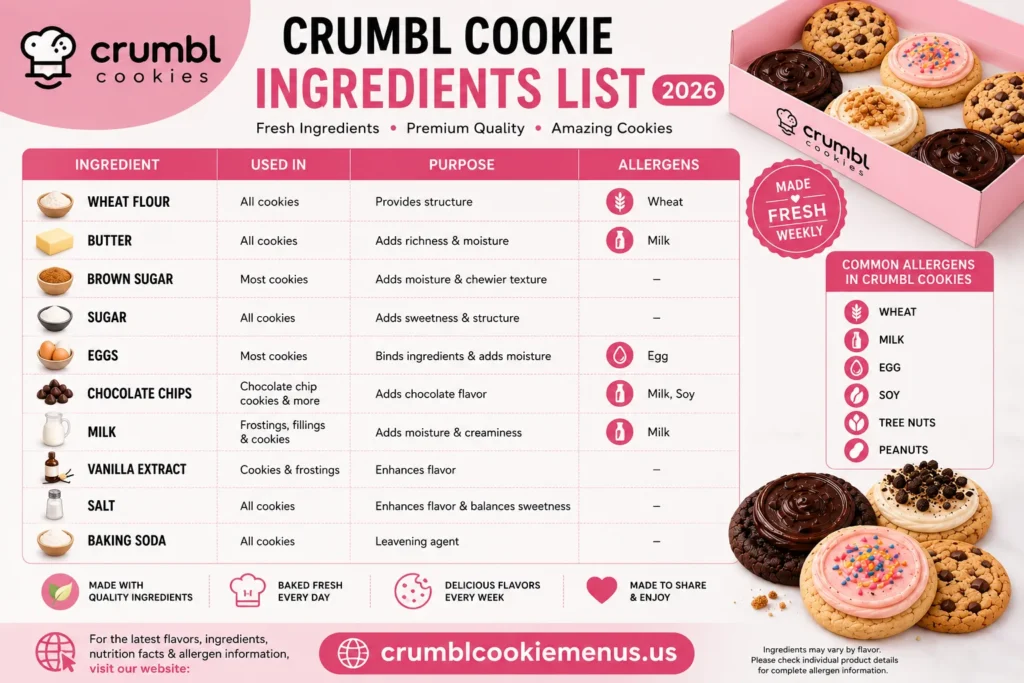 Crumbl Cookies Ingredients List