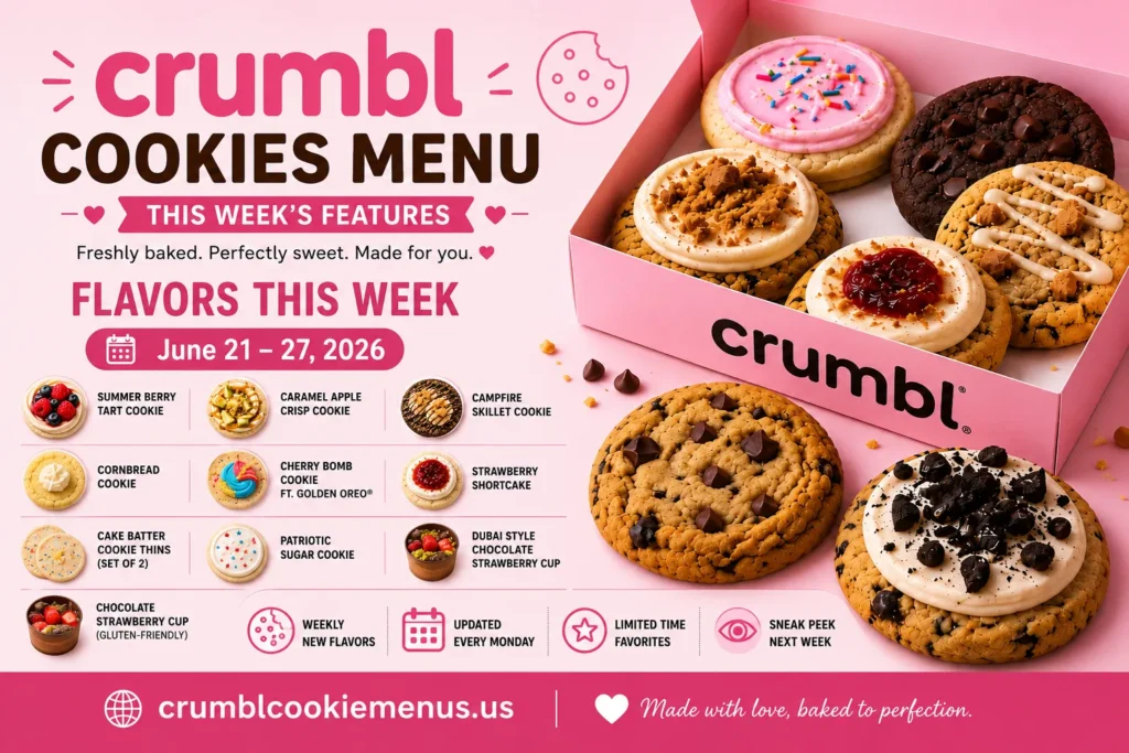 crumbl cookies this week Menu June 28 to 4 july